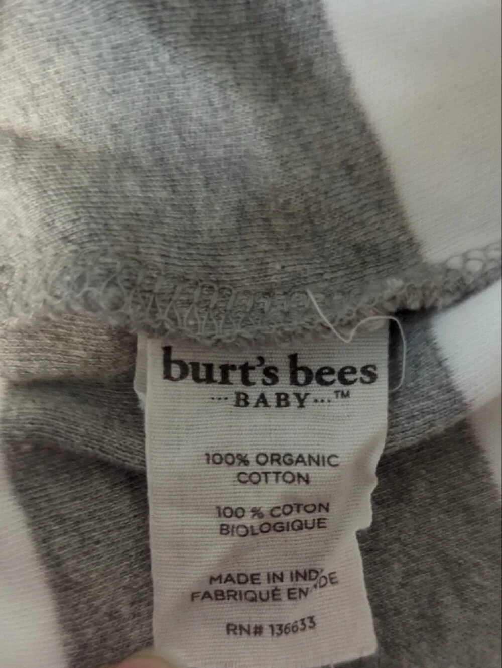 Sleeveless Gray and White Striped Sleep Sack - Size L  12-18M